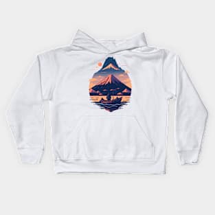 Serene Mount Fuji Sunset Peaceful River Scenery Kids Hoodie